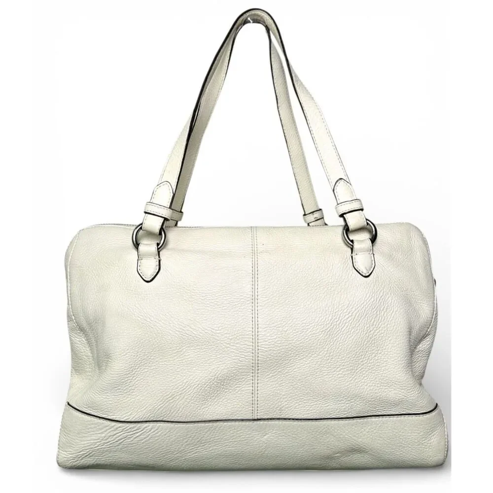 Coach Vermillion Park Kathryn Triple Zip White Soft Pebble Leather Satchel Bag